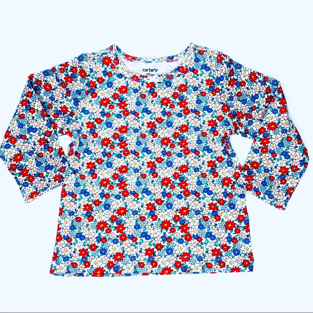 Carters cotton floral long sleeve toddler shirt red 18M